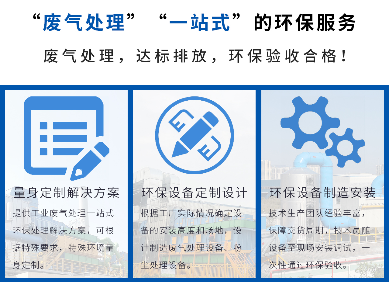 “廢氣處理，達標排放，環(huán)保驗收合格！